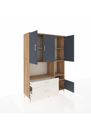 Hyperion Dolap 7 Raflı 2 Çekmeceli 4 Kapaklı 132x44x195 Çam-Antrasit/Aytaşı