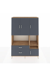 Hyperion Dolap 7 Raflı 2 Çekmeceli 4 Kapaklı 132x44x195 Çam-Antrasit/Antrasit