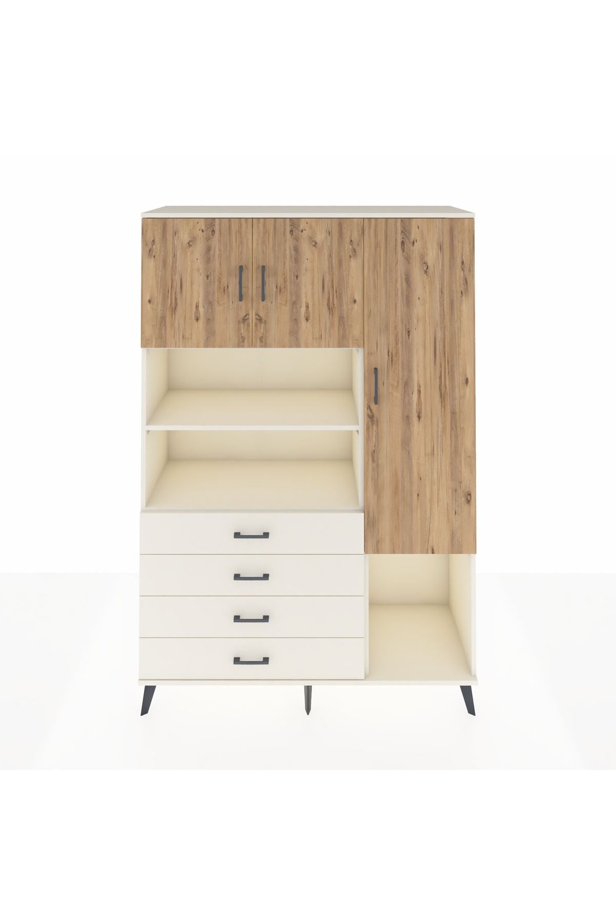 Hyperion Dolap 8 Raflı 4 Çekmeceli 3 Kapaklı 132x44x195 Aytaşı-Çam/Aytaşı