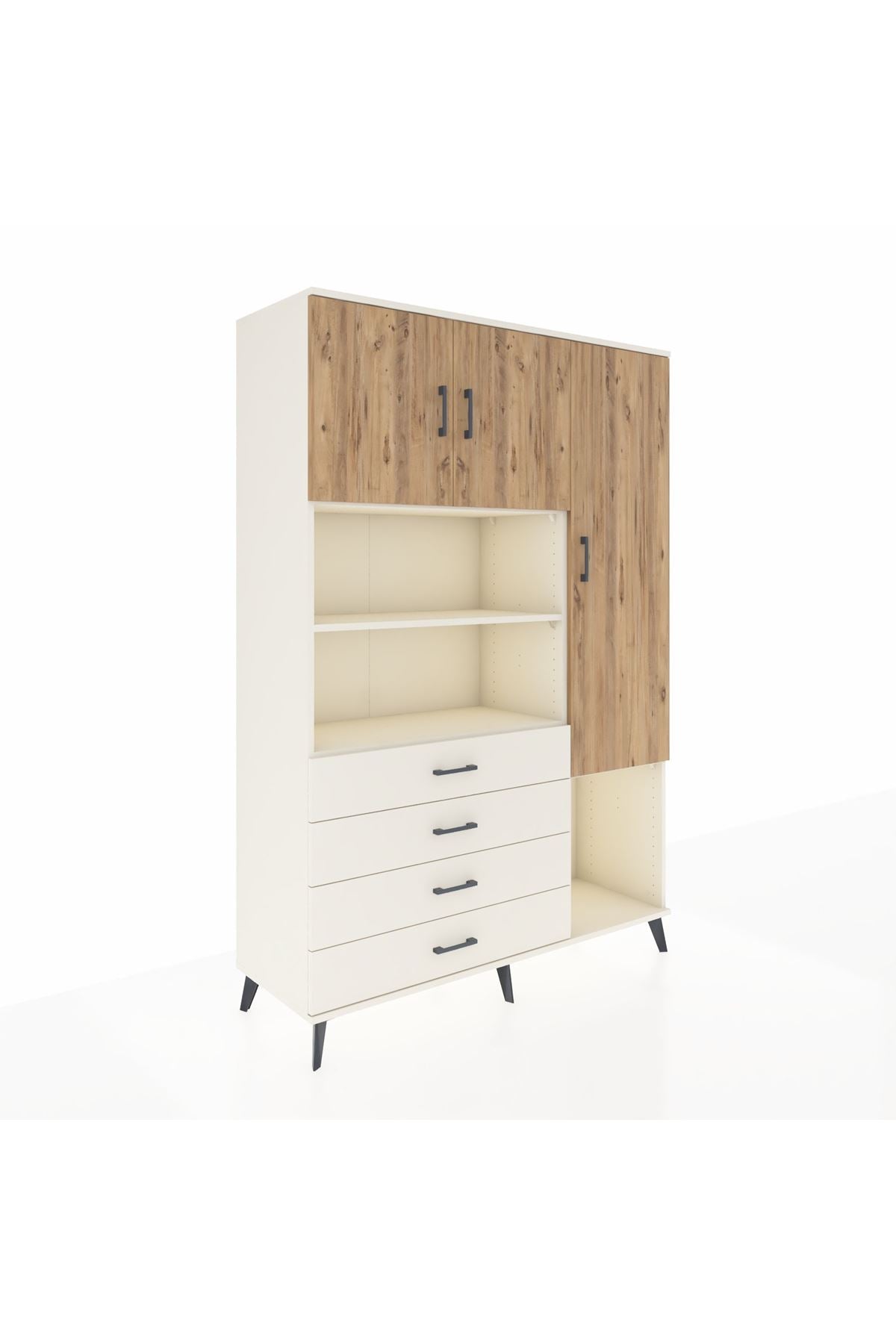 Hyperion Dolap 8 Raflı 4 Çekmeceli 3 Kapaklı 132x44x195 Aytaşı-Çam/Aytaşı