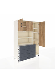 Hyperion Dolap 8 Raflı 4 Çekmeceli 3 Kapaklı 132x44x195 Aytaşı-Çam/Antrasit