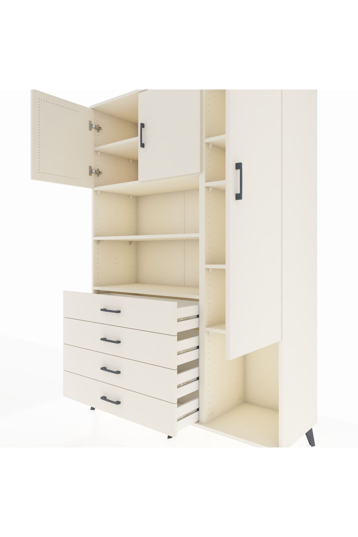 Hyperion Dolap 8 Raflı 4 Çekmeceli 3 Kapaklı 132x44x195 Aytaşı-Aytaşı/Aytaşı