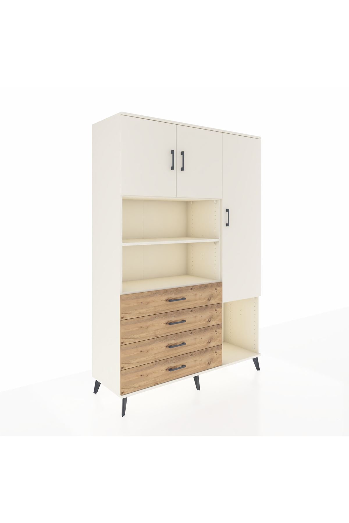 Hyperion Dolap 8 Raflı 4 Çekmeceli 3 Kapaklı 132x44x195 Aytaşı-Aytaşı/Çam