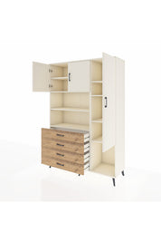 Hyperion Dolap 8 Raflı 4 Çekmeceli 3 Kapaklı 132x44x195 Aytaşı-Aytaşı/Çam