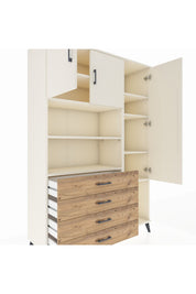 Hyperion Dolap 8 Raflı 4 Çekmeceli 3 Kapaklı 132x44x195 Aytaşı-Aytaşı/Çam