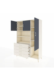 Hyperion Dolap 8 Raflı 4 Çekmeceli 3 Kapaklı 132x44x195 Aytaşı-Antrasit/Aytaşı