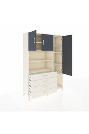 Hyperion Dolap 8 Raflı 4 Çekmeceli 3 Kapaklı 132x44x195 Aytaşı-Antrasit/Aytaşı