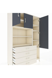 Hyperion Dolap 8 Raflı 4 Çekmeceli 3 Kapaklı 132x44x195 Aytaşı-Antrasit/Aytaşı