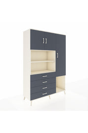 Hyperion Dolap 8 Raflı 4 Çekmeceli 3 Kapaklı 132x44x195 Aytaşı-Antrasit/Antrasit