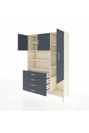 Hyperion Dolap 8 Raflı 4 Çekmeceli 3 Kapaklı 132x44x195 Aytaşı-Antrasit/Antrasit