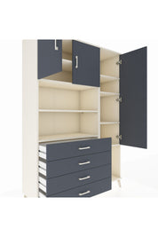 Hyperion Dolap 8 Raflı 4 Çekmeceli 3 Kapaklı 132x44x195 Aytaşı-Antrasit/Antrasit