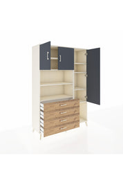 Hyperion Dolap 8 Raflı 4 Çekmeceli 3 Kapaklı 132x44x195 Aytaşı-Antrasit/Çam