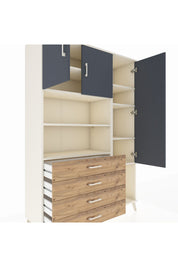 Hyperion Dolap 8 Raflı 4 Çekmeceli 3 Kapaklı 132x44x195 Aytaşı-Antrasit/Çam