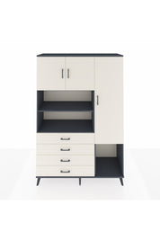 Hyperion Dolap 8 Raflı 4 Çekmeceli 3 Kapaklı 132x44x195 Antrasit-Aytaşı/Aytaşı