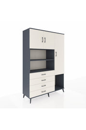 Hyperion Dolap 8 Raflı 4 Çekmeceli 3 Kapaklı 132x44x195 Antrasit-Aytaşı/Aytaşı