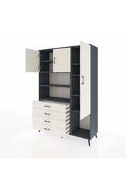 Hyperion Dolap 8 Raflı 4 Çekmeceli 3 Kapaklı 132x44x195 Antrasit-Aytaşı/Aytaşı