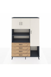 Hyperion Dolap 8 Raflı 4 Çekmeceli 3 Kapaklı 132x44x195 Antrasit-Aytaşı/Çam