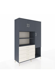 Hyperion Dolap 8 Raflı 4 Çekmeceli 3 Kapaklı 132x44x195 Antrasit-Antrasit/Aytaşı