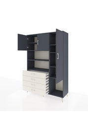 Hyperion Dolap 8 Raflı 4 Çekmeceli 3 Kapaklı 132x44x195 Antrasit-Antrasit/Aytaşı