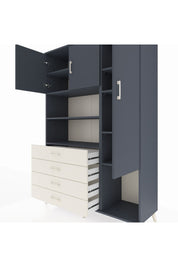 Hyperion Dolap 8 Raflı 4 Çekmeceli 3 Kapaklı 132x44x195 Antrasit-Antrasit/Aytaşı