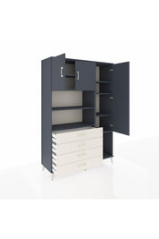 Hyperion Dolap 8 Raflı 4 Çekmeceli 3 Kapaklı 132x44x195 Antrasit-Antrasit/Aytaşı