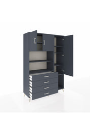 Hyperion Dolap 8 Raflı 4 Çekmeceli 3 Kapaklı 132x44x195 Antrasit-Antrasit/Antrasit