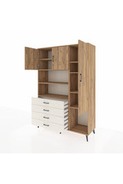 Hyperion Dolap 8 Raflı 4 Çekmeceli 3 Kapaklı 132x44x195 Çam-Çam/Aytaşı