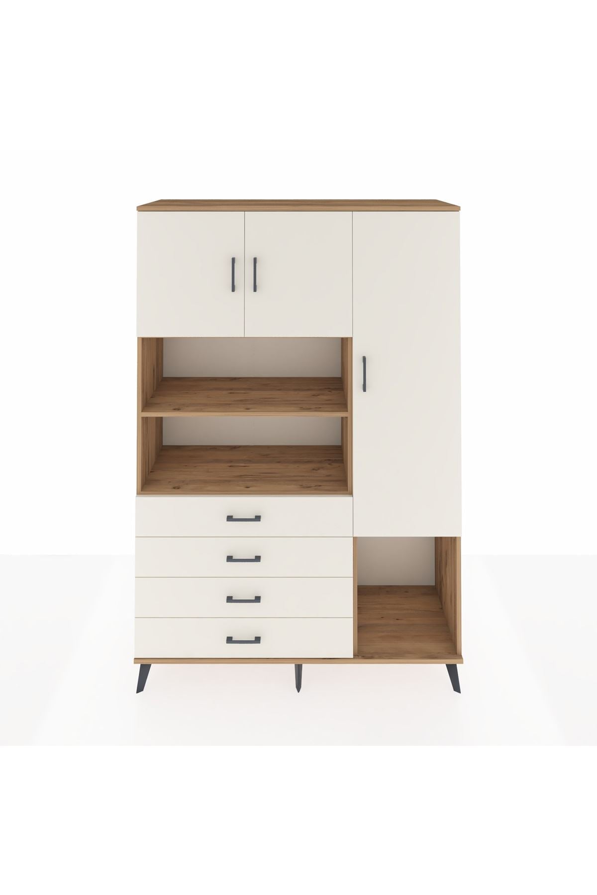 Hyperion Dolap 8 Raflı 4 Çekmeceli 3 Kapaklı 132x44x195 Çam-Aytaşı/Aytaşı