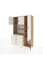 Hyperion Dolap 8 Raflı 4 Çekmeceli 3 Kapaklı 132x44x195 Çam-Aytaşı/Aytaşı