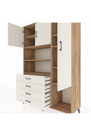 Hyperion Dolap 8 Raflı 4 Çekmeceli 3 Kapaklı 132x44x195 Çam-Aytaşı/Aytaşı