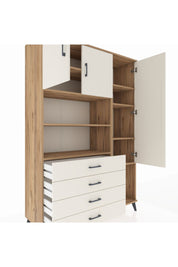 Hyperion Dolap 8 Raflı 4 Çekmeceli 3 Kapaklı 132x44x195 Çam-Aytaşı/Aytaşı