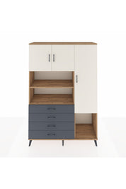 Hyperion Dolap 8 Raflı 4 Çekmeceli 3 Kapaklı 132x44x195 Çam-Aytaşı/Antrasit