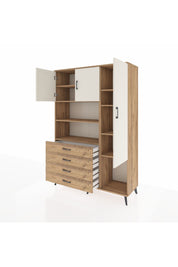 Hyperion Dolap 8 Raflı 4 Çekmeceli 3 Kapaklı 132x44x195 Çam-Aytaşı/Çam