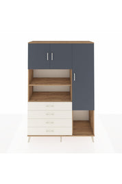 Hyperion Dolap 8 Raflı 4 Çekmeceli 3 Kapaklı 132x44x195 Çam-Antrasit/Aytaşı