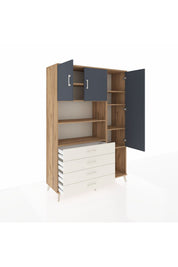 Hyperion Dolap 8 Raflı 4 Çekmeceli 3 Kapaklı 132x44x195 Çam-Antrasit/Aytaşı