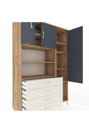 Hyperion Dolap 8 Raflı 4 Çekmeceli 3 Kapaklı 132x44x195 Çam-Antrasit/Aytaşı