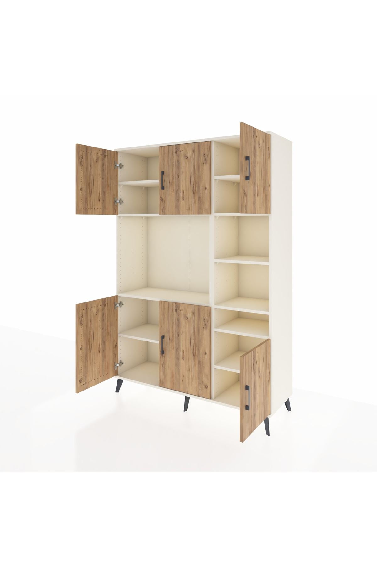 Hyperion Dolap 10 Raflı 6 Kapaklı 132x44x195 Aytaşı-Çam/Aytaşı