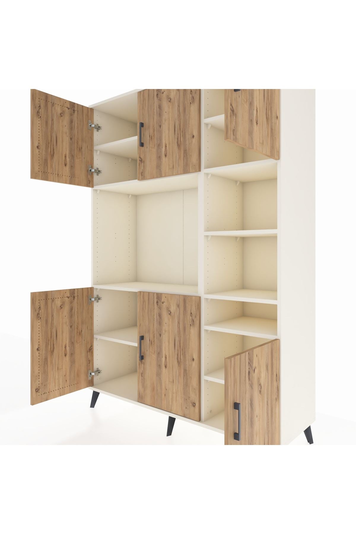 Hyperion Dolap 10 Raflı 6 Kapaklı 132x44x195 Aytaşı-Çam/Aytaşı