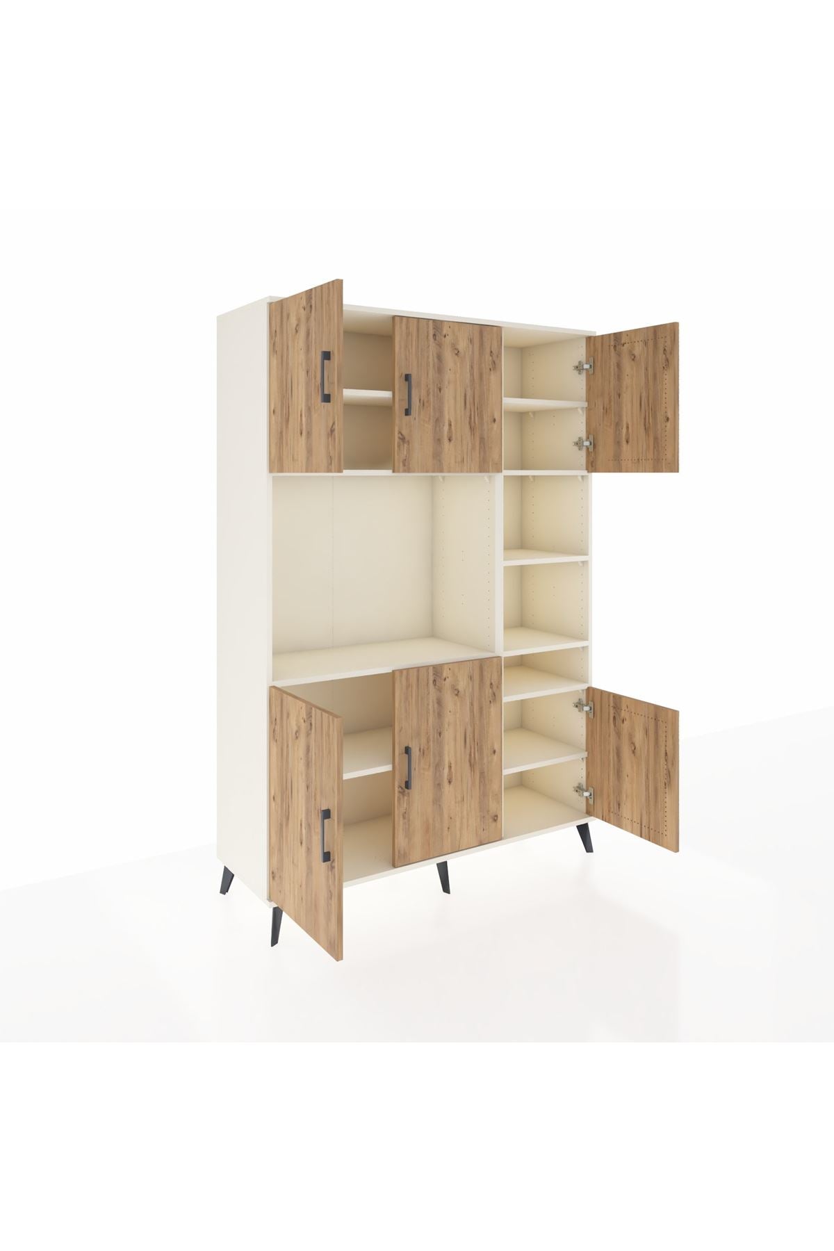 Hyperion Dolap 10 Raflı 6 Kapaklı 132x44x195 Aytaşı-Çam/Aytaşı