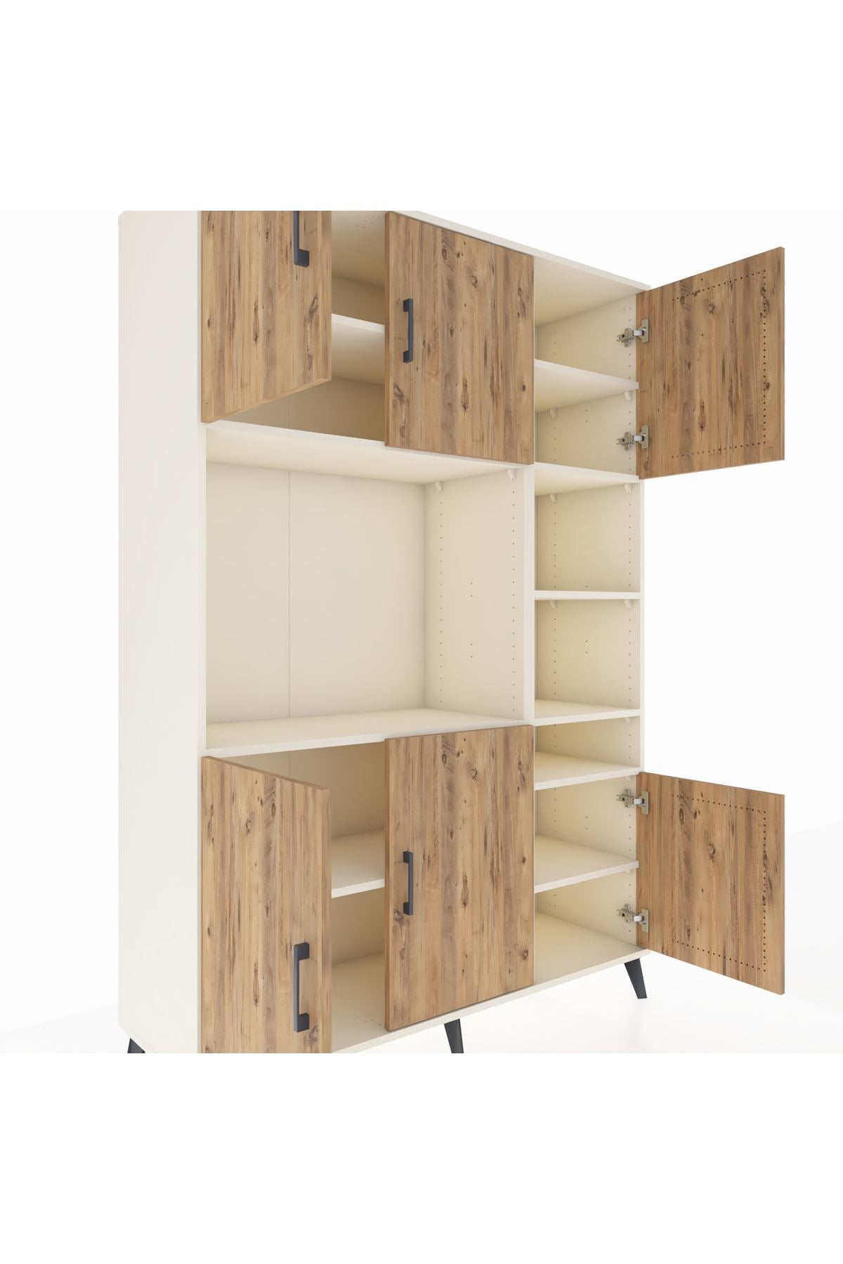 Hyperion Dolap 10 Raflı 6 Kapaklı 132x44x195 Aytaşı-Çam/Aytaşı