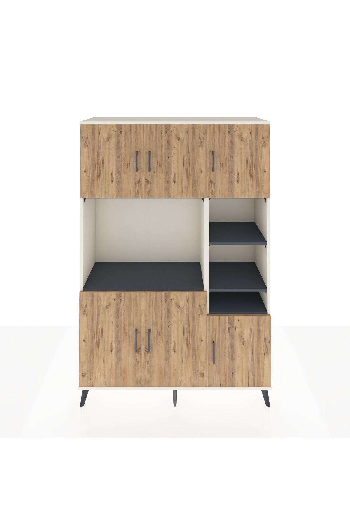 Hyperion Dolap 10 Raflı 6 Kapaklı 132x44x195 Aytaşı-Çam/Antrasit