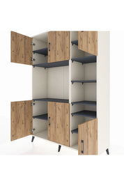 Hyperion Dolap 10 Raflı 6 Kapaklı 132x44x195 Aytaşı-Çam/Antrasit