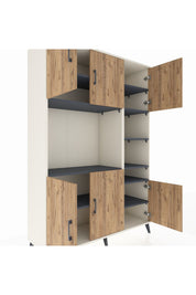 Hyperion Dolap 10 Raflı 6 Kapaklı 132x44x195 Aytaşı-Çam/Antrasit