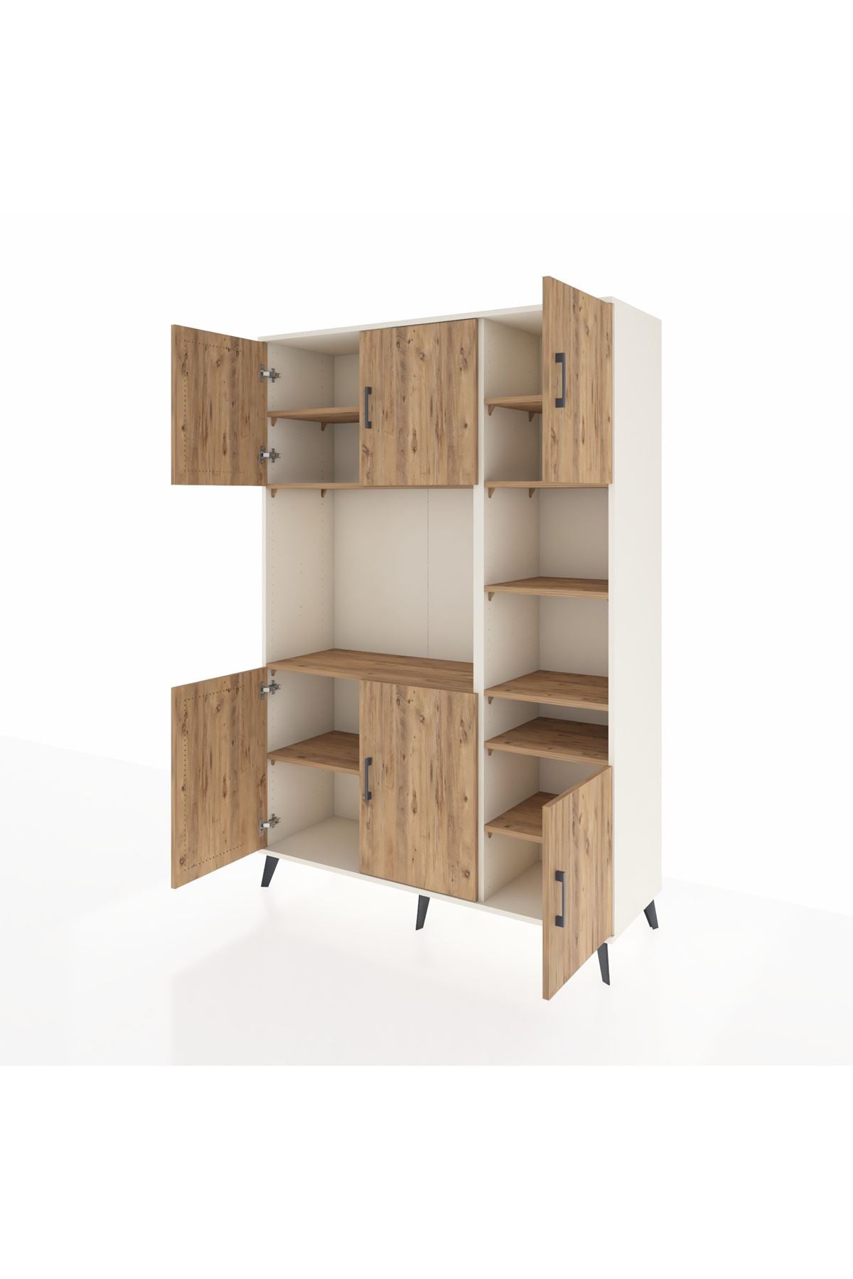 Hyperion Dolap 10 Raflı 6 Kapaklı 132x44x195 Aytaşı-Çam/Çam