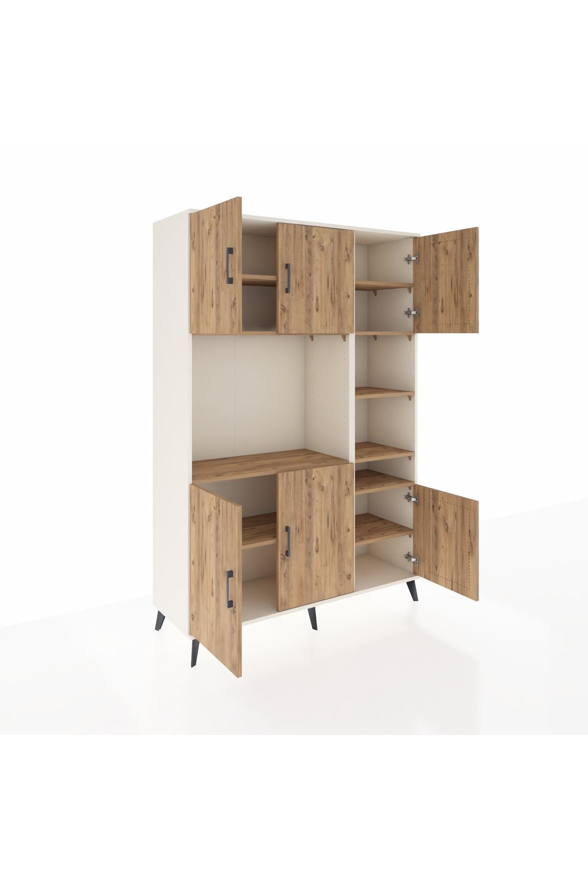 Hyperion Dolap 10 Raflı 6 Kapaklı 132x44x195 Aytaşı-Çam/Çam