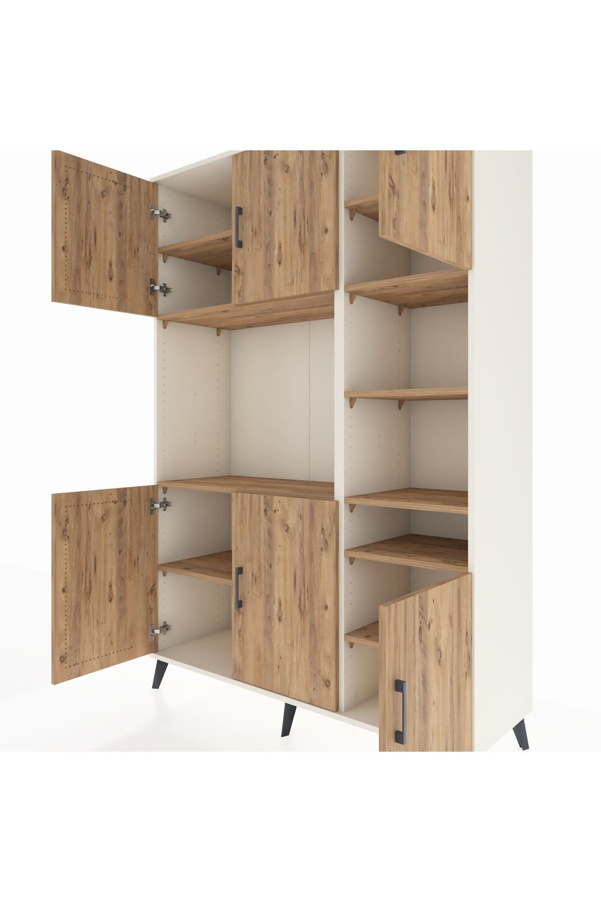 Hyperion Dolap 10 Raflı 6 Kapaklı 132x44x195 Aytaşı-Çam/Çam