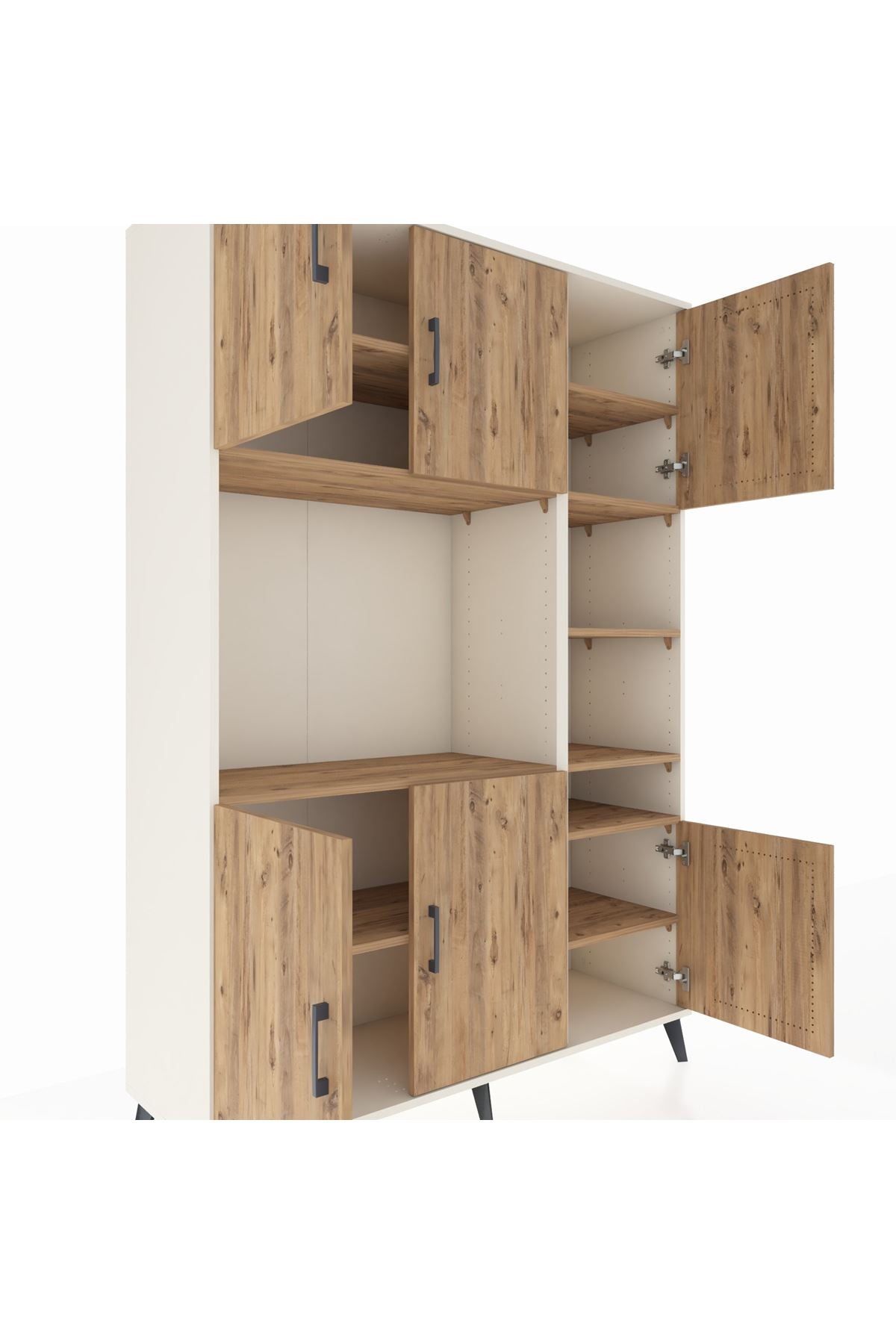 Hyperion Dolap 10 Raflı 6 Kapaklı 132x44x195 Aytaşı-Çam/Çam