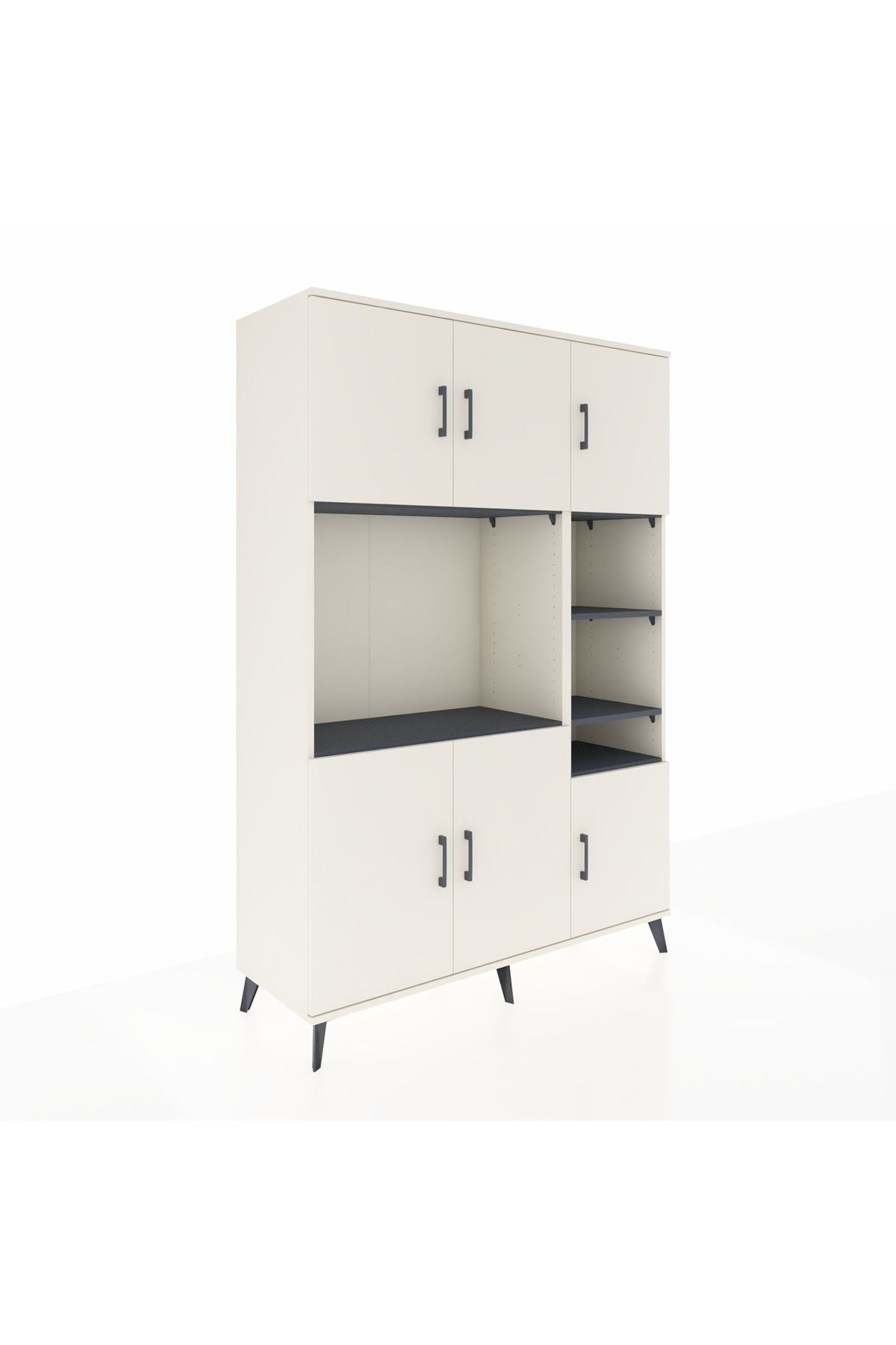 Hyperion Dolap 10 Raflı 6 Kapaklı 132x44x195 Aytaşı-Aytaşı/Antrasit