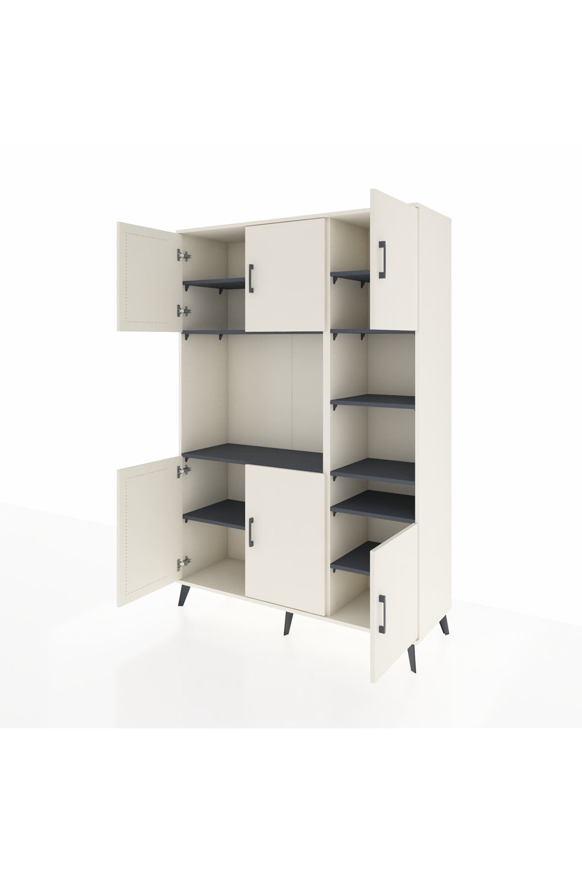 Hyperion Dolap 10 Raflı 6 Kapaklı 132x44x195 Aytaşı-Aytaşı/Antrasit