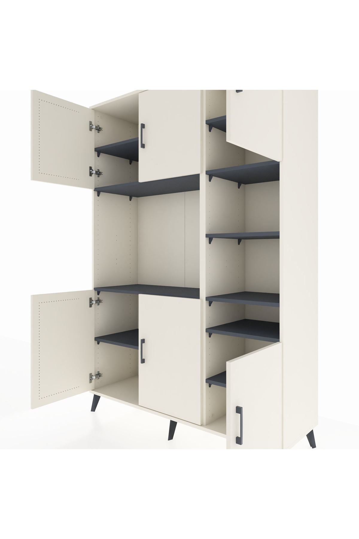 Hyperion Dolap 10 Raflı 6 Kapaklı 132x44x195 Aytaşı-Aytaşı/Antrasit